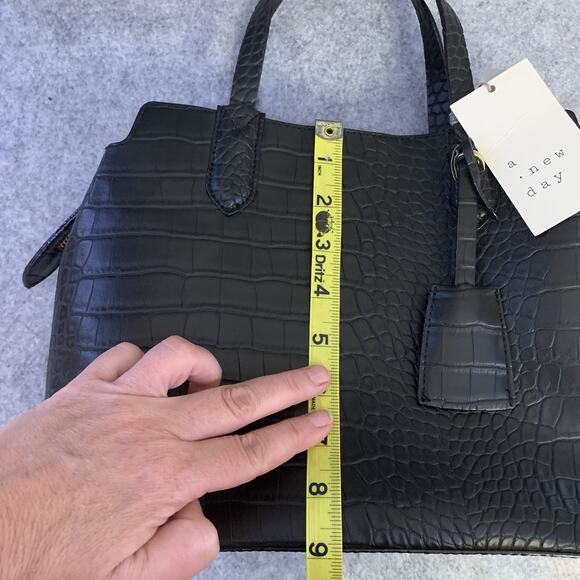 NWT A New Day Black Vegan Leather Handbag, Faux Crocodile Purse Adjustable - Picture 14 of 14